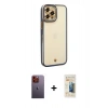 MARSİLYAN™- iPhone 12 Pro Max Kılıf Çekirdek Klasik Serisi - Siyah 6D Mat Seramik Hayalet Nano Ekran Koruyucu + Neon Fosforlu Kamera Lens - TU