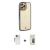 MARSİLYAN™- iPhone 12 Pro Max Kılıf Çekirdek Klasik Serisi - Siyah 6D Mat Seramik Hayalet Nano Ekran Koruyucu + Shine Kamera Lens - LT