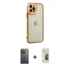 MARSİLYAN™- iPhone 12 Pro Max Kılıf Çekirdek Klasik Serisi - Siyah 6D Mat Seramik Hayalet Nano Ekran Koruyucu + Neon Fosforlu Kamera Lens - YL
