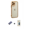 MARSİLYAN™- iPhone 12 Pro Max Kılıf Çekirdek Klasik Serisi - Siyah 6D Mat Seramik Hayalet Nano Ekran Koruyucu + Metal Kamera Lens Koruma Cam - GD