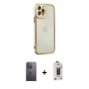 MARSİLYAN™- iPhone 12 Pro Max Kılıf Çekirdek Klasik Serisi - Siyah Bilvis Hayalet Cam Ekran Koruyucu + Neon Fosforlu Kamera Lens - BZ