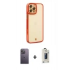 MARSİLYAN™- iPhone 12 Pro Max Kılıf Çekirdek Klasik Serisi - Siyah Bilvis Hayalet Cam Ekran Koruyucu + Neon Fosforlu Kamera Lens - BZ
