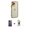 MARSİLYAN™- iPhone 12 Pro Max Kılıf Çekirdek Klasik Serisi - Siyah Bilvis Hayalet Cam Ekran Koruyucu + Neon Fosforlu Kamera Lens - BZ