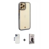 MARSİLYAN™- iPhone 12 Pro Max Kılıf Çekirdek Klasik Serisi - Siyah Bilvis Hayalet Cam Ekran Koruyucu + Shine Kamera Lens - LT