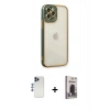 MARSİLYAN™- iPhone 12 Pro Max Kılıf Çekirdek Klasik Serisi - Siyah Bilvis Hayalet Cam Ekran Koruyucu + Shine Kamera Lens - LT