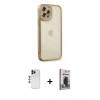 MARSİLYAN™- iPhone 12 Pro Max Kılıf Çekirdek Klasik Serisi - Siyah Bilvis Hayalet Cam Ekran Koruyucu + Shine Kamera Lens - LT