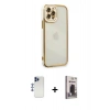 MARSİLYAN™- iPhone 12 Pro Max Kılıf Çekirdek Klasik Serisi - Siyah Bilvis Hayalet Cam Ekran Koruyucu + Shine Kamera Lens - LT