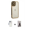 MARSİLYAN™- iPhone 12 Pro Max Kılıf Çekirdek Klasik Serisi - Siyah Bilvis Hayalet Cam Ekran Koruyucu + Shine Kamera Lens - LT