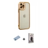 MARSİLYAN™- iPhone 12 Pro Max Kılıf Çekirdek Klasik Serisi - Siyah Bilvis Hayalet Cam Ekran Koruyucu + Shine Kamera Lens Koruma Cam - MI