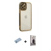 MARSİLYAN™- iPhone 12 Pro Max Kılıf Çekirdek Klasik Serisi - Siyah Bilvis Hayalet Cam Ekran Koruyucu + Shine Kamera Lens Koruma Cam - MI