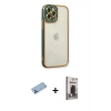 MARSİLYAN™- iPhone 12 Pro Max Kılıf Çekirdek Klasik Serisi - Siyah Bilvis Hayalet Cam Ekran Koruyucu + Shine Kamera Lens Koruma Cam - MI