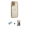 MARSİLYAN™- iPhone 12 Pro Max Kılıf Çekirdek Klasik Serisi - Siyah Bilvis Hayalet Cam Ekran Koruyucu + Shine Kamera Lens Koruma Cam - MI