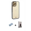 MARSİLYAN™- iPhone 12 Pro Max Kılıf Çekirdek Klasik Serisi - Siyah Bilvis Hayalet Cam Ekran Koruyucu + Shine Kamera Lens Koruma Cam - MI