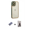 MARSİLYAN™- iPhone 12 Pro Max Kılıf Çekirdek Klasik Serisi - Siyah Bilvis Hayalet Cam Ekran Koruyucu + Metal Kamera Lens Koruma Cam - GD