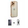 MARSİLYAN™- iPhone 12 Pro Max Kılıf Çekirdek Klasik Serisi - Siyah Bilvis Hayalet Cam Ekran Koruyucu + Neon Fosforlu Kamera Lens - MI