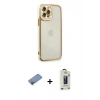 MARSİLYAN™- iPhone 12 Pro Max Kılıf Çekirdek Klasik Serisi - Siyah Bilvis Hayalet Cam Ekran Koruyucu + Shine Kamera Lens Koruma Cam - PE