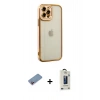 MARSİLYAN™- iPhone 12 Pro Max Kılıf Çekirdek Klasik Serisi - Siyah Bilvis Hayalet Cam Ekran Koruyucu + Shine Kamera Lens Koruma Cam - PE