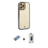 MARSİLYAN™- iPhone 12 Pro Max Kılıf Çekirdek Klasik Serisi - Siyah Bilvis Hayalet Cam Ekran Koruyucu + Shine Kamera Lens Koruma Cam - PE