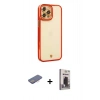 MARSİLYAN™- iPhone 12 Pro Max Kılıf Çekirdek Klasik Serisi - Siyah Bilvis Hayalet Cam Ekran Koruyucu + Renkli Kamera Lens Koruma Cam - PE