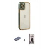 MARSİLYAN™- iPhone 12 Pro Max Kılıf Çekirdek Klasik Serisi - Siyah Bilvis Hayalet Cam Ekran Koruyucu + Renkli Kamera Lens Koruma Cam - MI