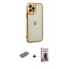 MARSİLYAN™- iPhone 12 Pro Max Kılıf Çekirdek Klasik Serisi - Siyah Bilvis Hayalet Cam Ekran Koruyucu + Renkli Kamera Lens Koruma Cam - MI