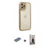 MARSİLYAN™- iPhone 12 Pro Max Kılıf Çekirdek Klasik Serisi - Siyah Bilvis Hayalet Cam Ekran Koruyucu + Renkli Kamera Lens Koruma Cam - MI