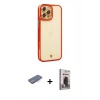 MARSİLYAN™- iPhone 12 Pro Max Kılıf Çekirdek Klasik Serisi - Siyah Bilvis Hayalet Cam Ekran Koruyucu + Renkli Kamera Lens Koruma Cam - MI