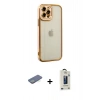 MARSİLYAN™- iPhone 12 Pro Max Kılıf Çekirdek Klasik Serisi - Siyah Bilvis Hayalet Cam Ekran Koruyucu + Renkli Kamera Lens Koruma Cam - YL