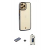MARSİLYAN™- iPhone 12 Pro Max Kılıf Çekirdek Klasik Serisi - Siyah Bilvis Hayalet Cam Ekran Koruyucu + Renkli Kamera Lens Koruma Cam - SI