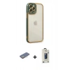 MARSİLYAN™- iPhone 12 Pro Max Kılıf Çekirdek Klasik Serisi - Siyah Bilvis Hayalet Cam Ekran Koruyucu + Renkli Kamera Lens Koruma Cam - SI