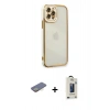 MARSİLYAN™- iPhone 12 Pro Max Kılıf Çekirdek Klasik Serisi - Siyah Bilvis Hayalet Cam Ekran Koruyucu + Renkli Kamera Lens Koruma Cam - SI