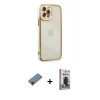MARSİLYAN™- iPhone 12 Pro Max Kılıf Çekirdek Klasik Serisi - Siyah Bilvis Hayalet Cam Ekran Koruyucu + Shine Kamera Lens Koruma Cam - SH