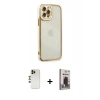 MARSİLYAN™- iPhone 12 Pro Max Kılıf Çekirdek Klasik Serisi - Siyah Bilvis Hayalet Cam Ekran Koruyucu + Shine Kamera Lens - GD
