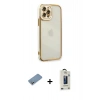 MARSİLYAN™- iPhone 12 Pro Max Kılıf Çekirdek Klasik Serisi - Siyah Bilvis Hayalet Cam Ekran Koruyucu + Shine Kamera Lens Koruma Cam - GS