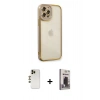 MARSİLYAN™- iPhone 12 Pro Max Kılıf Çekirdek Klasik Serisi - Siyah Bilvis Hayalet Cam Ekran Koruyucu + Shine Kamera Lens - GD