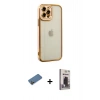 MARSİLYAN™- iPhone 12 Pro Max Kılıf Çekirdek Klasik Serisi - Siyah Bilvis Hayalet Cam Ekran Koruyucu + Shine Kamera Lens Koruma Cam - GD