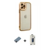 MARSİLYAN™- iPhone 12 Pro Max Kılıf Çekirdek Klasik Serisi - Siyah Bilvis Hayalet Cam Ekran Koruyucu + Shine Kamera Lens Koruma Cam - SH