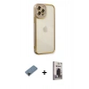 MARSİLYAN™- iPhone 12 Pro Max Kılıf Çekirdek Klasik Serisi - Siyah Bilvis Hayalet Cam Ekran Koruyucu + Shine Kamera Lens Koruma Cam - SH
