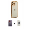 MARSİLYAN™- iPhone 12 Pro Max Kılıf Çekirdek Klasik Serisi - Siyah Bilvis Hayalet Cam Ekran Koruyucu + Neon Fosforlu Kamera Lens - TU
