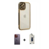 MARSİLYAN™- iPhone 12 Pro Max Kılıf Çekirdek Klasik Serisi - Siyah Bilvis Hayalet Cam Ekran Koruyucu + Neon Fosforlu Kamera Lens - TU
