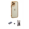 MARSİLYAN™- iPhone 12 Pro Max Kılıf Çekirdek Klasik Serisi - Siyah Bilvis Hayalet Cam Ekran Koruyucu + Renkli Kamera Lens Koruma Cam - TU