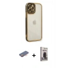 MARSİLYAN™- iPhone 12 Pro Max Kılıf Çekirdek Klasik Serisi - Siyah Bilvis Hayalet Cam Ekran Koruyucu + Renkli Kamera Lens Koruma Cam - TU