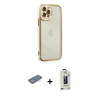 MARSİLYAN™- iPhone 12 Pro Max Kılıf Çekirdek Klasik Serisi - Siyah Bilvis Hayalet Cam Ekran Koruyucu + Renkli Kamera Lens Koruma Cam - YL