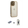 MARSİLYAN™- iPhone 12 Pro Max Kılıf Çekirdek Klasik Serisi - Siyah Bilvis Hayalet Cam Ekran Koruyucu + Renkli Kamera Lens Koruma Cam - YL