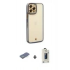 MARSİLYAN™- iPhone 12 Pro Max Kılıf Çekirdek Klasik Serisi - Siyah Bilvis Hayalet Cam Ekran Koruyucu + Renkli Kamera Lens Koruma Cam - YL