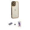 MARSİLYAN™- iPhone 12 Pro Max Kılıf Çekirdek Klasik Serisi - Siyah Joko 5D Cam + Renkli Kamera Lens Koruma Cam - MI