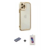 MARSİLYAN™- iPhone 12 Pro Max Kılıf Çekirdek Klasik Serisi - Siyah Joko 5D Cam + Renkli Kamera Lens Koruma Cam - MI