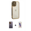 MARSİLYAN™- iPhone 12 Pro Max Kılıf Çekirdek Klasik Serisi - Siyah Joko 5D Cam + Neon Fosforlu Kamera Lens - SI