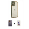 MARSİLYAN™- iPhone 12 Pro Max Kılıf Çekirdek Klasik Serisi - Siyah Joko 5D Cam + Neon Fosforlu Kamera Lens - SI