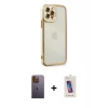 MARSİLYAN™- iPhone 12 Pro Max Kılıf Çekirdek Klasik Serisi - Siyah Joko 5D Cam + Neon Fosforlu Kamera Lens - SI